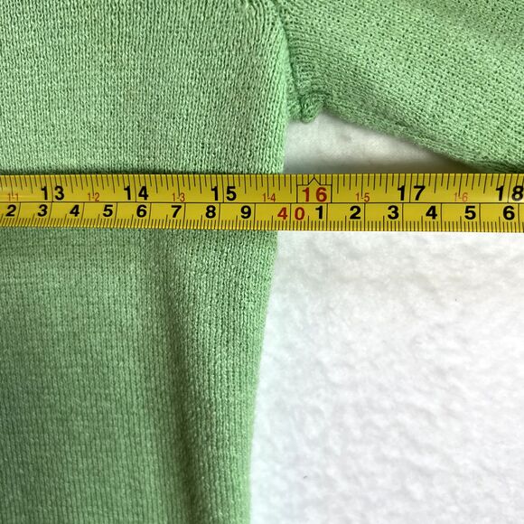Sag Harbor 3/4 Sleeve Sweater Spring Green Fairy Cottage Crochet Belt Sz PS EUC - Picture 5 of 7